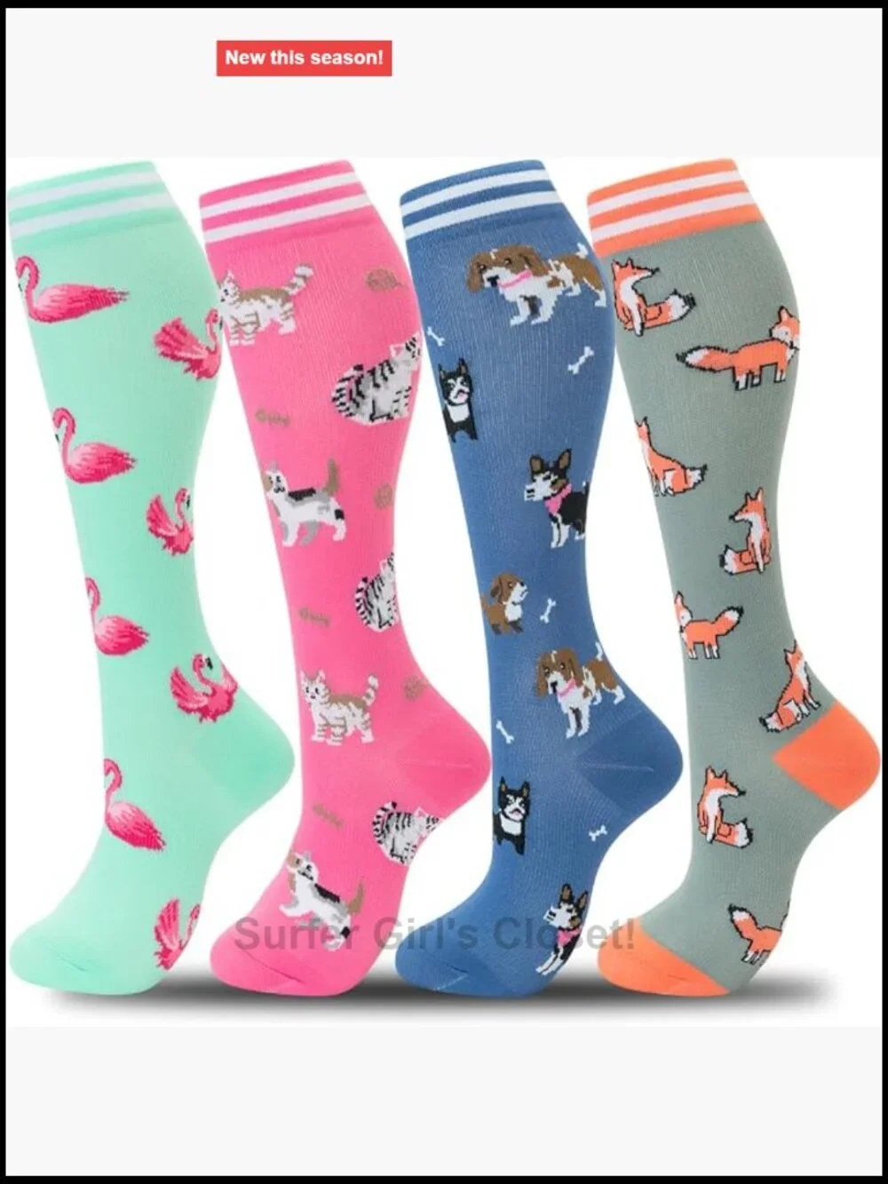 Knee High Compression Socks for Running, Sports, Travel 4 Pairs